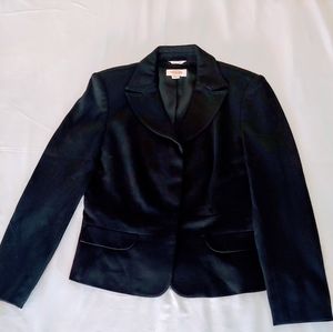 Talbots Black Viscose Spandex Blazer Peplum Womens